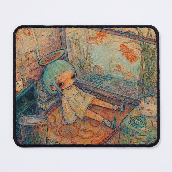 Item preview, Dreamy Aquarium Girl Pastel Illustration designed and sold by eliramaison.