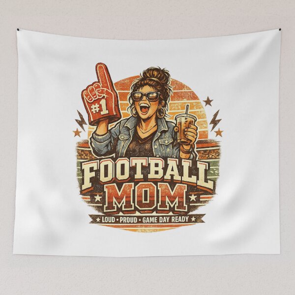 Item preview, Football Mom, Retro Vintage Style designed and sold by graphic-genie.