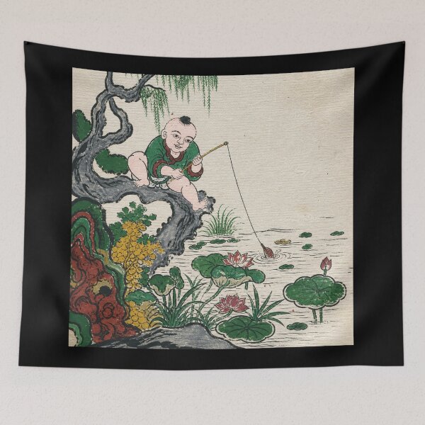 Item preview, Little Fisher Boy Traditional Garden Illustration designed and sold by eliramaison.