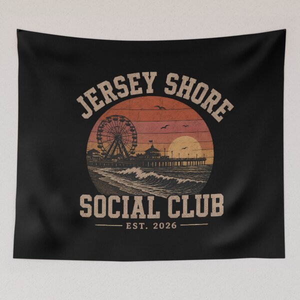 Item preview, Jersey Shore Social Club – Vintage Retro Sunset Tee designed and sold by JerseyGirls.