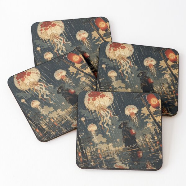 Item preview, Floating Jellyfish Lanterns Dark Japanese Street  designed and sold by eliramaison.