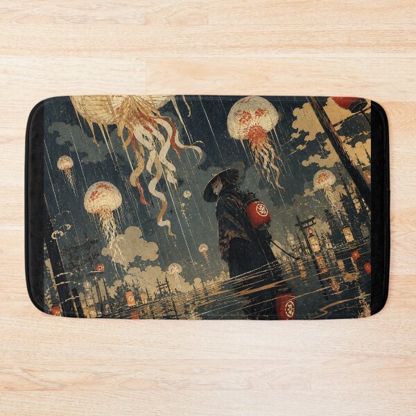 Item preview, Floating Jellyfish Lanterns Dark Japanese Street  designed and sold by eliramaison.