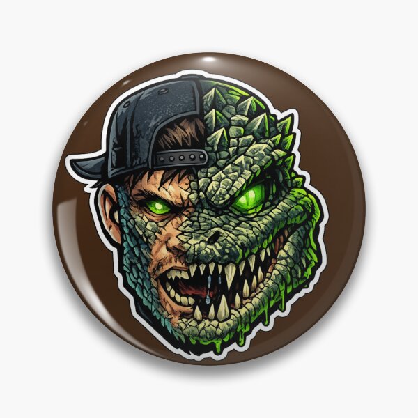 Item preview, Half Crocodile Monster Streetwear Sticker – Neon Green Hybrid Reptile Art designed and sold by KrishAuraa.