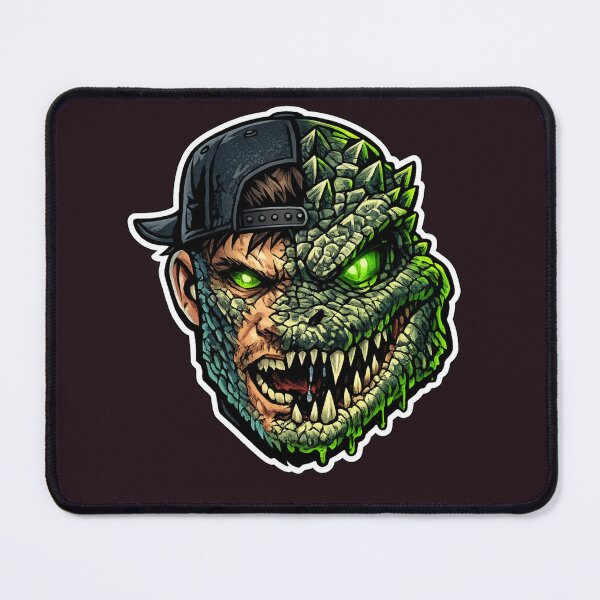 Item preview, Half Crocodile Monster Streetwear Sticker – Neon Green Hybrid Reptile Art designed and sold by KrishAuraa.
