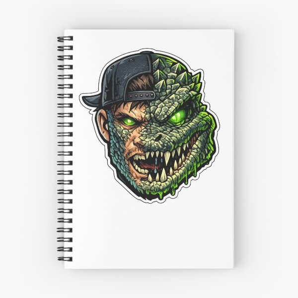 Item preview, Half Crocodile Monster Streetwear Sticker – Neon Green Hybrid Reptile Art designed and sold by KrishAuraa.