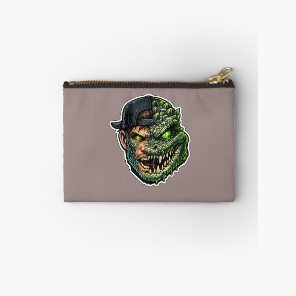 Item preview, Half Crocodile Monster Streetwear Sticker – Neon Green Hybrid Reptile Art designed and sold by KrishAuraa.
