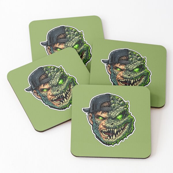 Item preview, Half Crocodile Monster Streetwear Sticker – Neon Green Hybrid Reptile Art designed and sold by KrishAuraa.