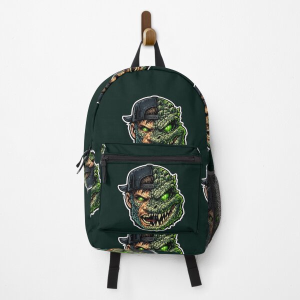 Item preview, Half Crocodile Monster Streetwear Sticker – Neon Green Hybrid Reptile Art designed and sold by KrishAuraa.