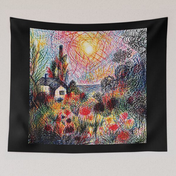 Item preview, Chaotic Garden Sketch with Cottage and Sun designed and sold by Modaozushi216.