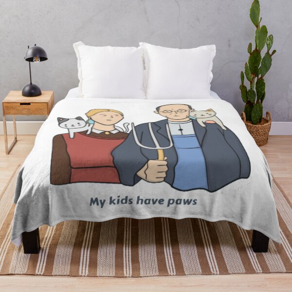Item preview, My Kids Have Paws - American Gothic Cat Parody designed and sold by GenZFashion000.