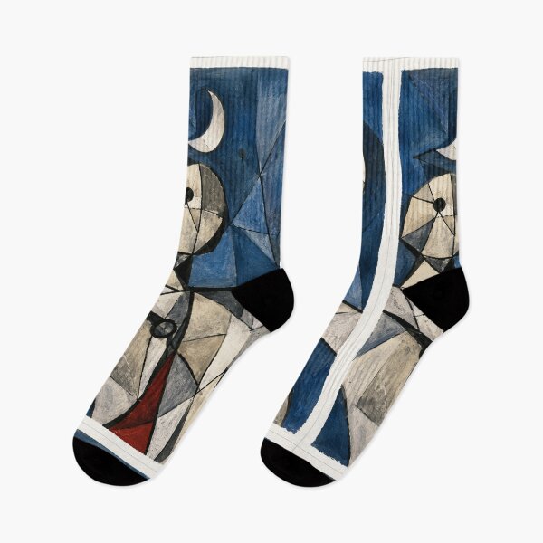 Item preview, Deep Blue Night - Abstract Cubist Figures under the Moon designed and sold by Lifer Art and Design.