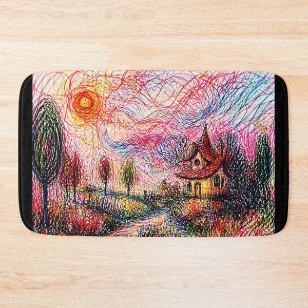 Item preview, Whimsical Scribble Landscape Cottage  designed and sold by Modaozushi216.