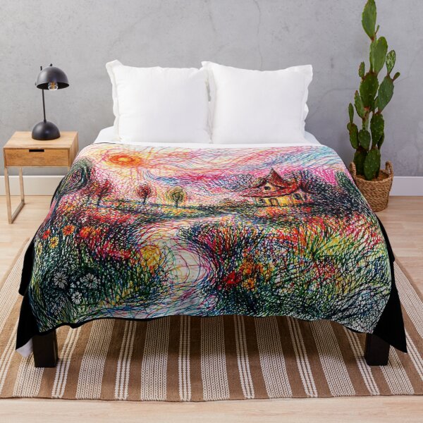 Item preview, Whimsical Scribble Landscape Cottage  designed and sold by Modaozushi216.