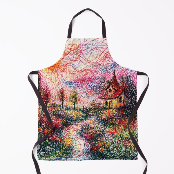 Item preview, Whimsical Scribble Landscape Cottage  designed and sold by Modaozushi216.