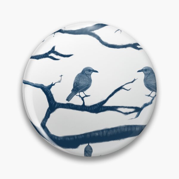 Item preview, Blue Chinoiserie Botanical Sketch - Bird, Cocoon, and Insects Toile Seamless Pattern designed and sold by Niji Hibana.