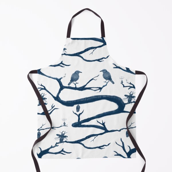 Item preview, Blue Chinoiserie Botanical Sketch - Bird, Cocoon, and Insects Toile Seamless Pattern designed and sold by Niji Hibana.