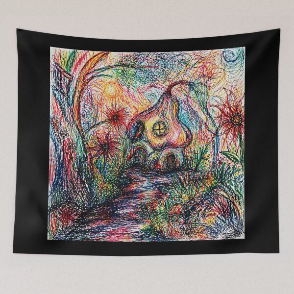 Item preview, Whimsical Scribble House Psychedelic Garden  designed and sold by Modaozushi216.