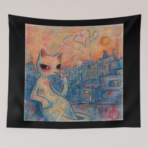 Item preview, Sad Cat City Sketch Surreal  designed and sold by eliramaison.