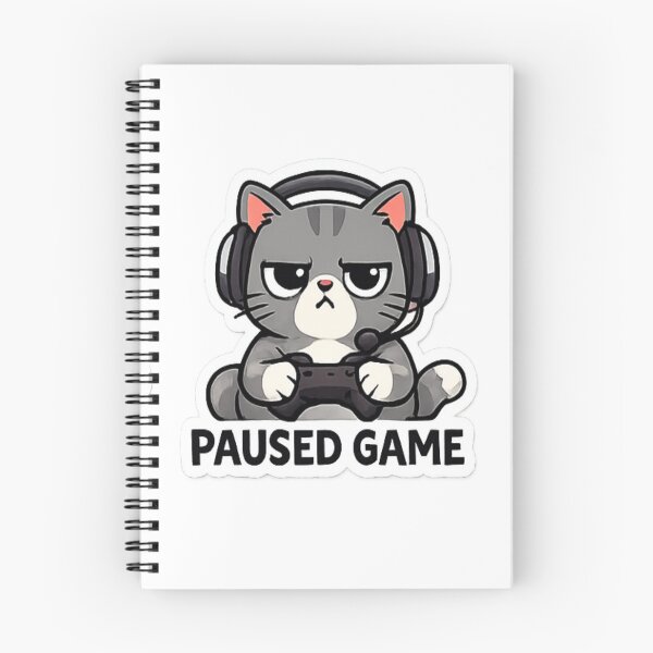 Item preview, Diseño de pegatina divertida de gato gamer con juego en pausa designed and sold by Artbysarmina.