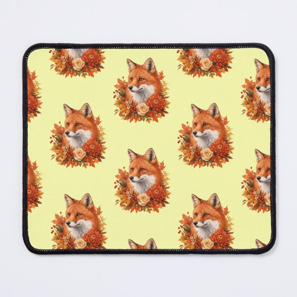 Item preview, Fox portrait with autumn flowers and leaves designed and sold by Mauswohn.