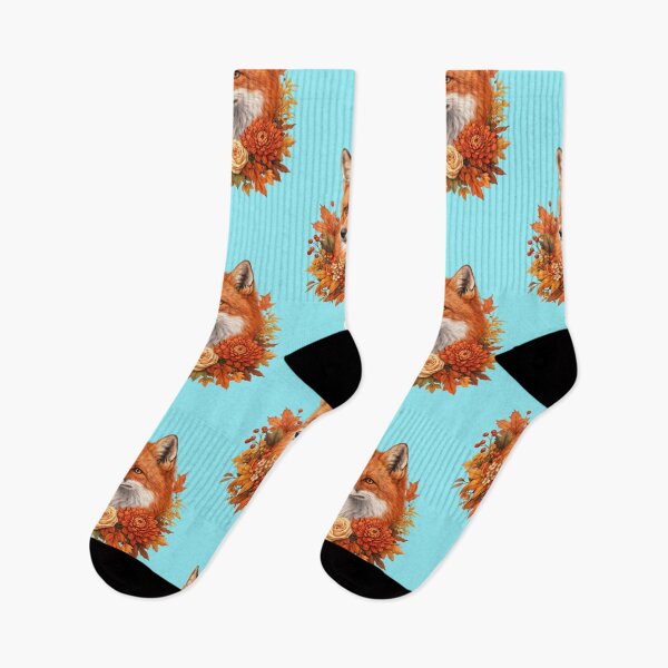 Item preview, Fox portrait with autumn flowers and leaves designed and sold by Mauswohn.