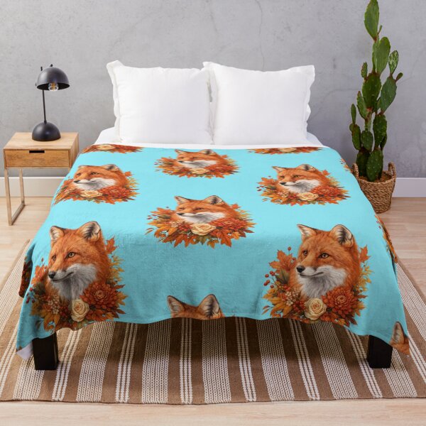 Item preview, Fox portrait with autumn flowers and leaves designed and sold by Mauswohn.