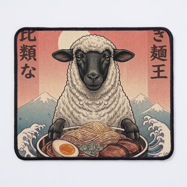 Item preview, Funny Sheep Japanese Ramen Noodles Vintage Kanagawa Wave designed and sold by FurryHavenPH.