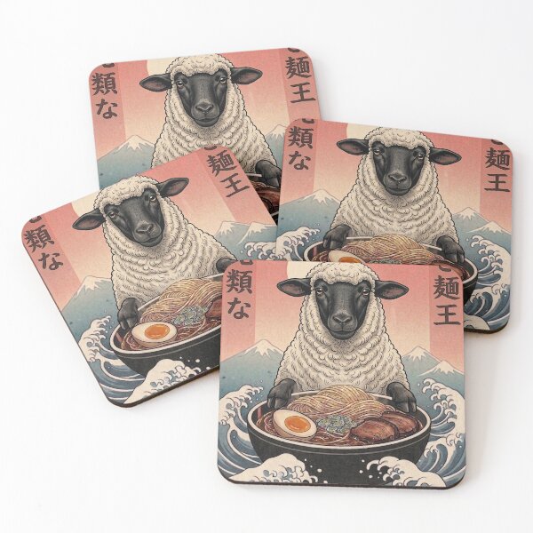 Item preview, Funny Sheep Japanese Ramen Noodles Vintage Kanagawa Wave designed and sold by FurryHavenPH.