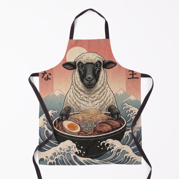 Item preview, Funny Sheep Japanese Ramen Noodles Vintage Kanagawa Wave designed and sold by FurryHavenPH.