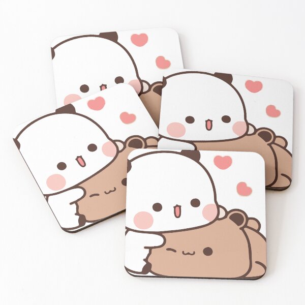 Item preview, Cute Kawaii Panda Hugging Bear Plush Cartoon Aesthetic designed and sold by Pinpondesigns.