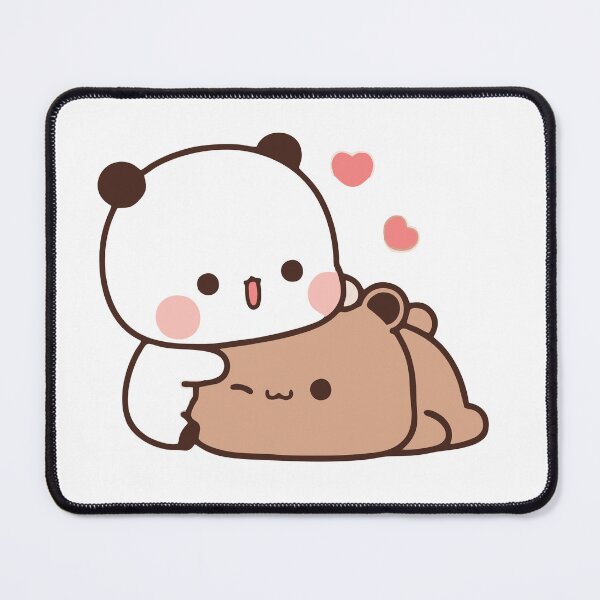 Item preview, Cute Kawaii Panda Hugging Bear Plush Cartoon Aesthetic designed and sold by Pinpondesigns.