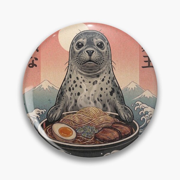 Item preview, Funny Seal Japanese Ramen Noodles Vintage Kanagawa Wave designed and sold by FurryHavenPH.