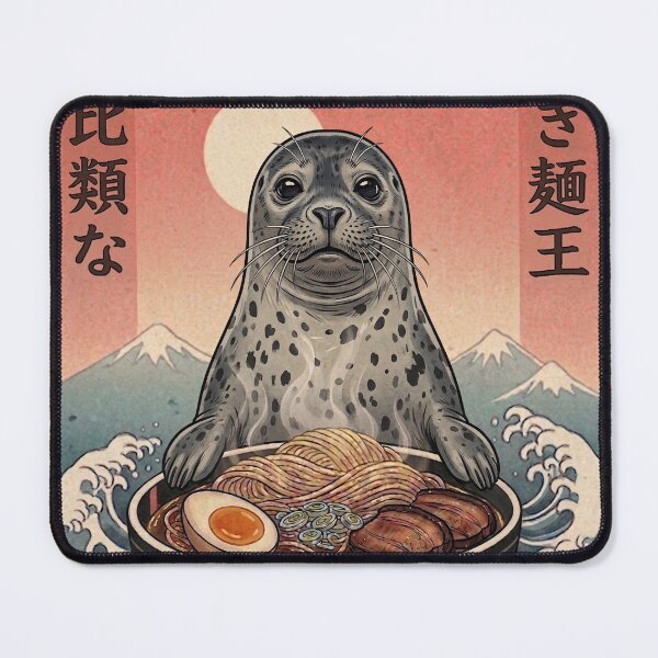 Item preview, Funny Seal Japanese Ramen Noodles Vintage Kanagawa Wave designed and sold by FurryHavenPH.