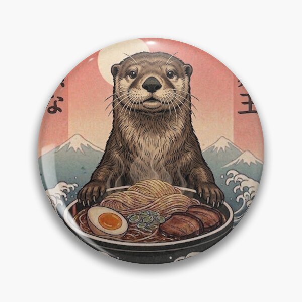 Item preview, Funny Sea Otter Japanese Ramen Noodles Vintage Kanagawa Wave designed and sold by FurryHavenPH.