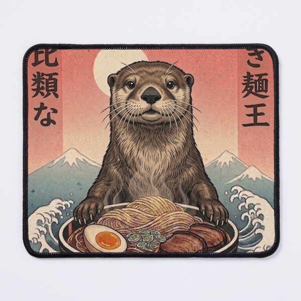 Item preview, Funny Sea Otter Japanese Ramen Noodles Vintage Kanagawa Wave designed and sold by FurryHavenPH.