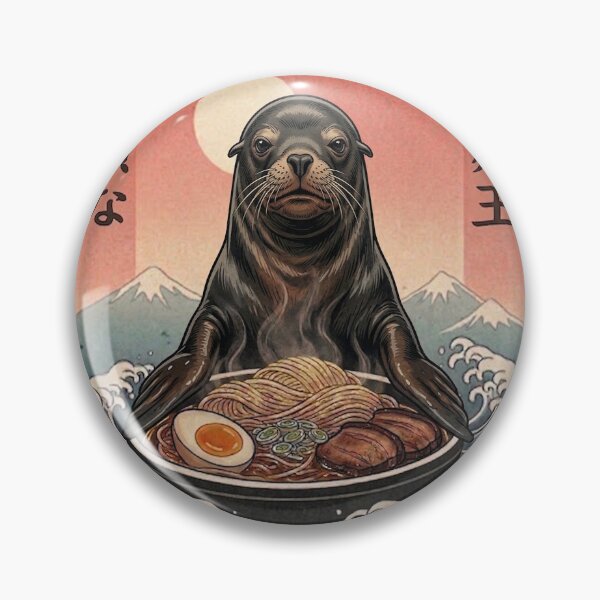 Item preview, Funny Sea Lion Japanese Ramen Noodles Vintage Kanagawa Wave designed and sold by FurryHavenPH.