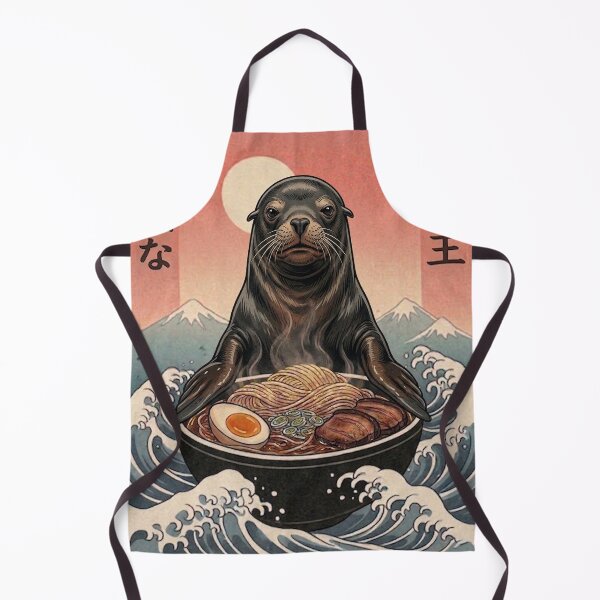 Item preview, Funny Sea Lion Japanese Ramen Noodles Vintage Kanagawa Wave designed and sold by FurryHavenPH.