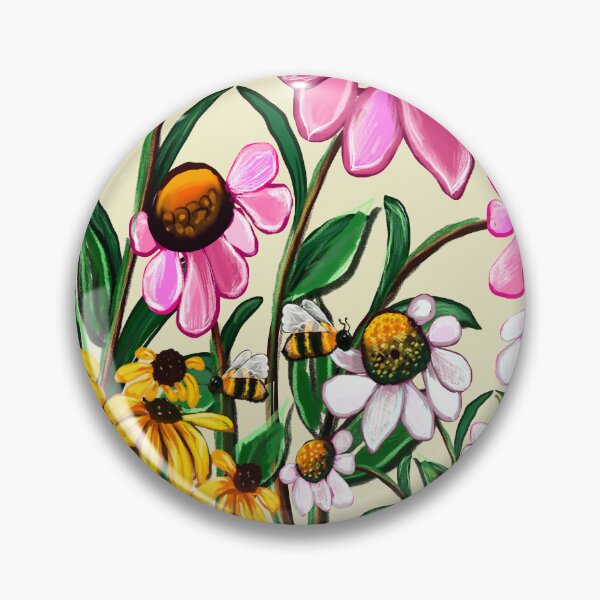 Item preview, Flower Garden in Summer - English Cottage Garden Flowers in bloom with honey bees and snail designed and sold by Artonmytee.