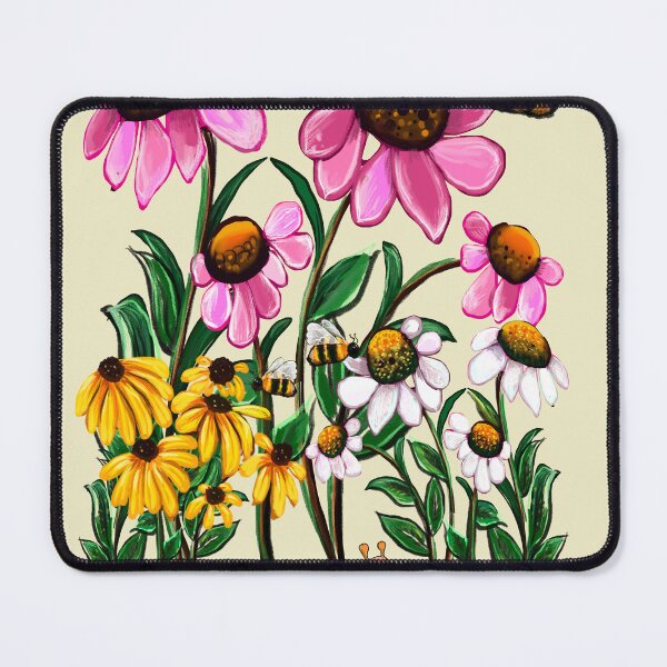Item preview, Flower Garden in Summer - English Cottage Garden Flowers in bloom with honey bees and snail designed and sold by Artonmytee.