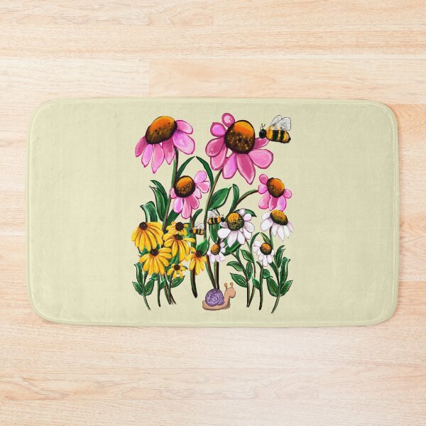 Item preview, Flower Garden in Summer - English Cottage Garden Flowers in bloom with honey bees and snail designed and sold by Artonmytee.