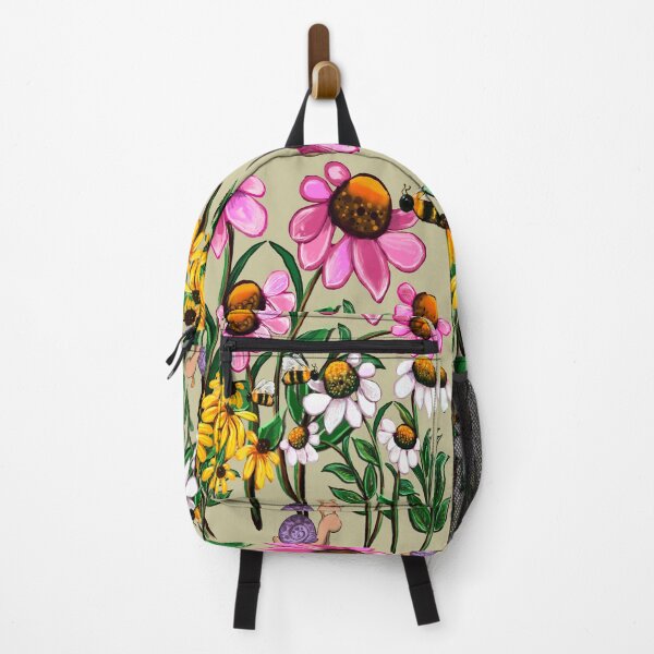 Item preview, Flower Garden in Summer - English Cottage Garden Flowers in bloom with honey bees and snail designed and sold by Artonmytee.