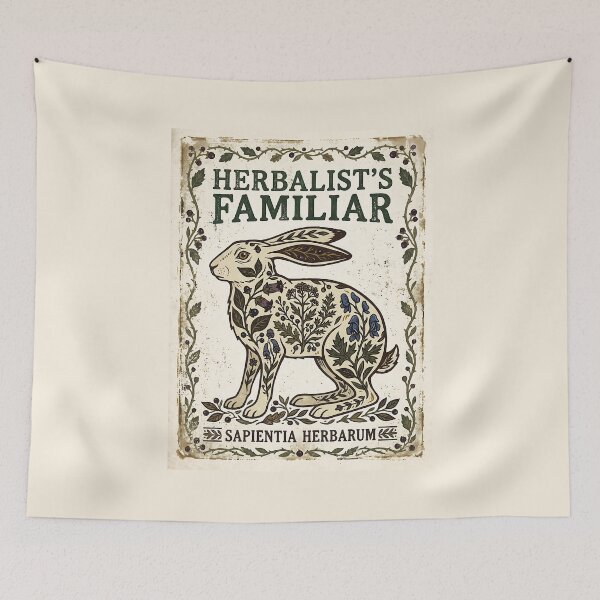 Item preview, Vintage Herbalist Familiar Rabbit Folk Art designed and sold by SplashTastic.
