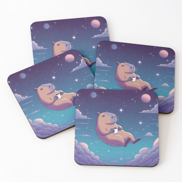 Item preview, Cosmic Capybara – Dreamy Coffee in Space Art designed and sold by Dogandesighn.
