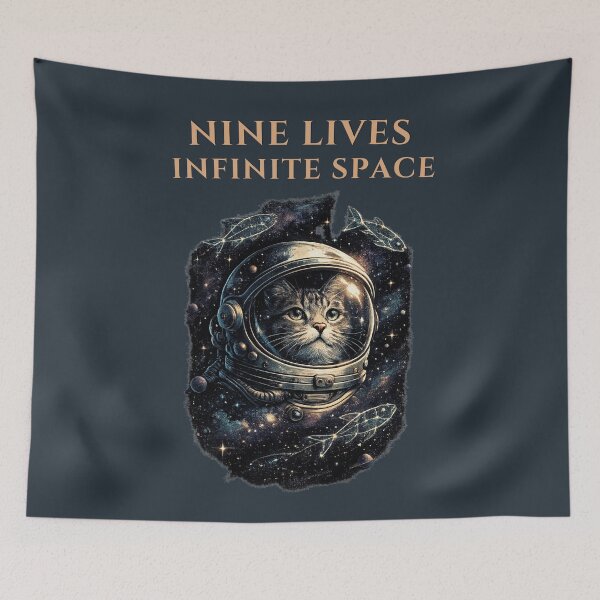 Item preview, Nine Lives Infinite Space Cat – Vintage Astronaut Galaxy Cat T-Shirt designed and sold by HOUSE OF TIST.