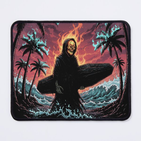 Item preview, Grim Reaper Surf Skull Tee – Dark Ocean Graphic designed and sold by printedartgoods.