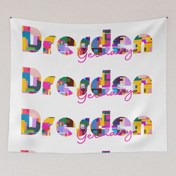 Item preview, Dresden, Germany, Vibrant Abstract City Typography Art designed and sold by Wanderful-roads.