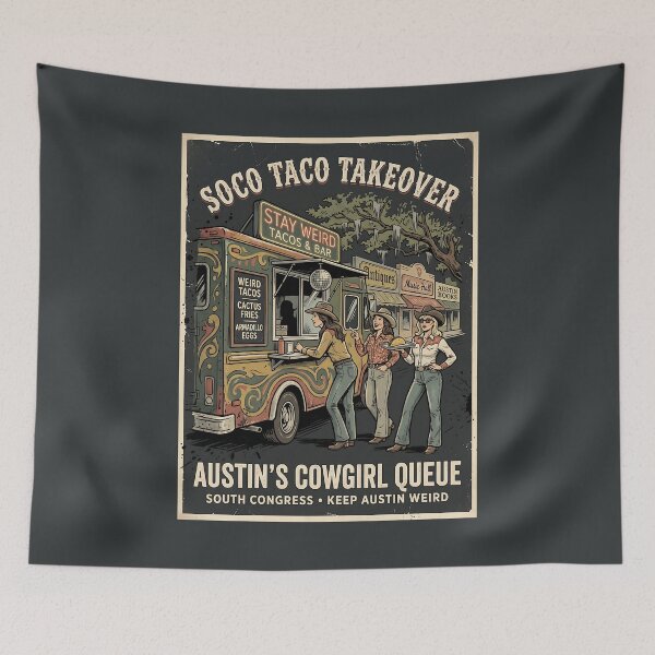 Item preview, Vintage South Congress Cowgirl Food Truck designed and sold by SplashTastic.