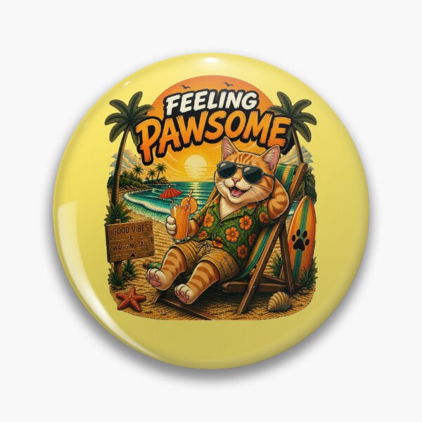 Item preview, Funny Orange Tabby Cat Beach Design – Feeling Pawsome Summer Vibes Vacation Dog designed and sold by PixelsPaws.