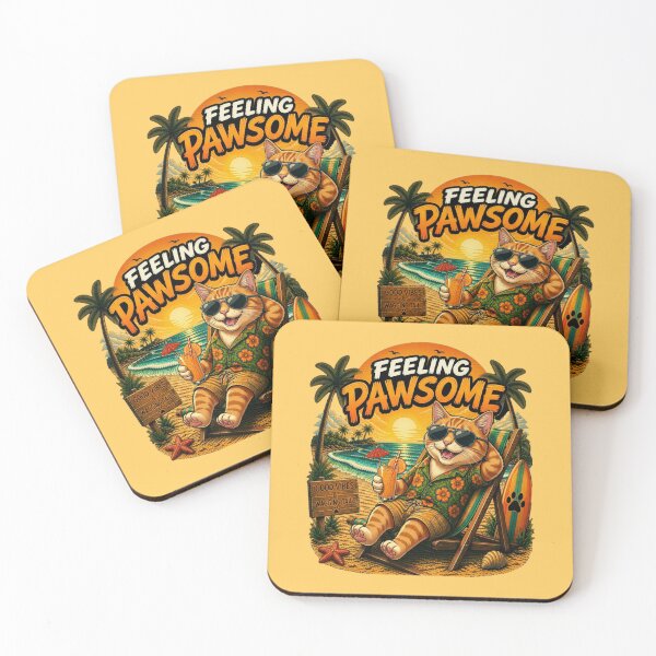 Item preview, Funny Orange Tabby Cat Beach Design – Feeling Pawsome Summer Vibes Vacation Dog designed and sold by PixelsPaws.