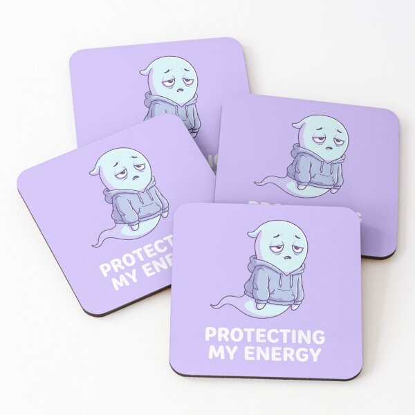 Item preview, Cute Tired Ghost Illustration – “Protecting My Energy” designed and sold by ChaosNest.